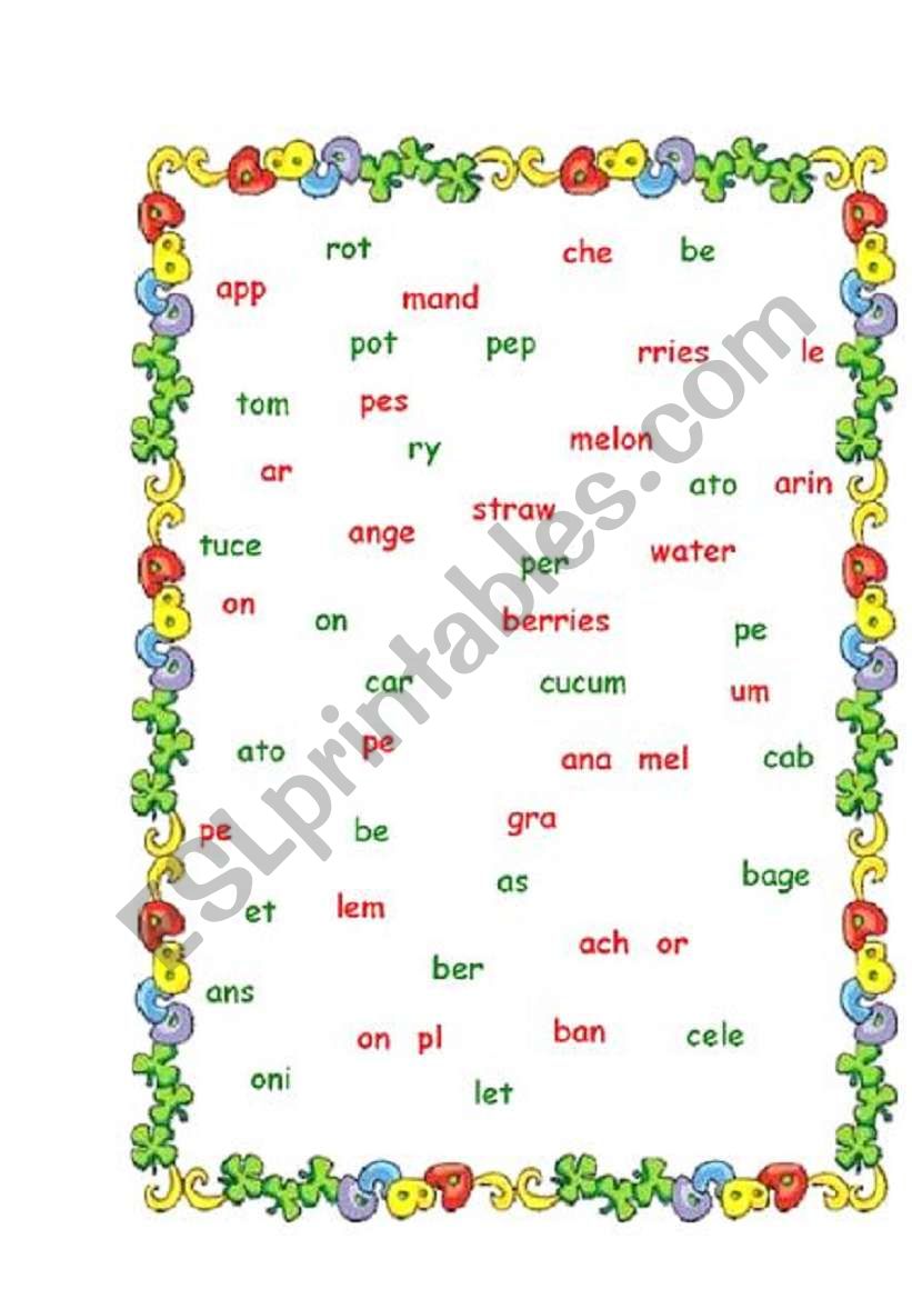 fruits and vegetables worksheet