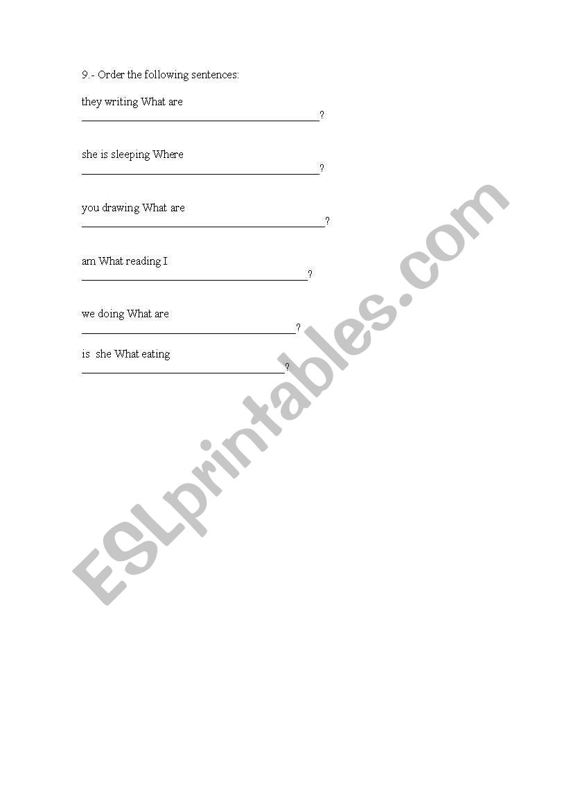 order worksheet