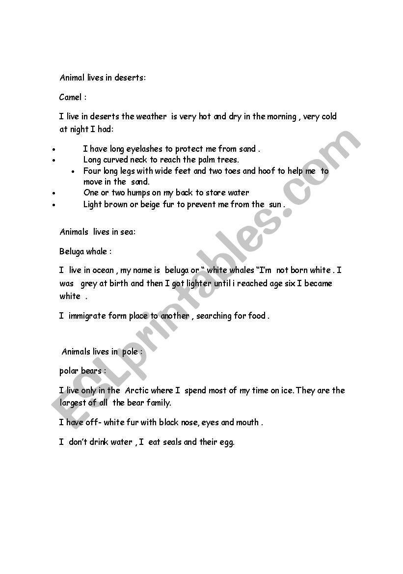 activity habitat worksheet