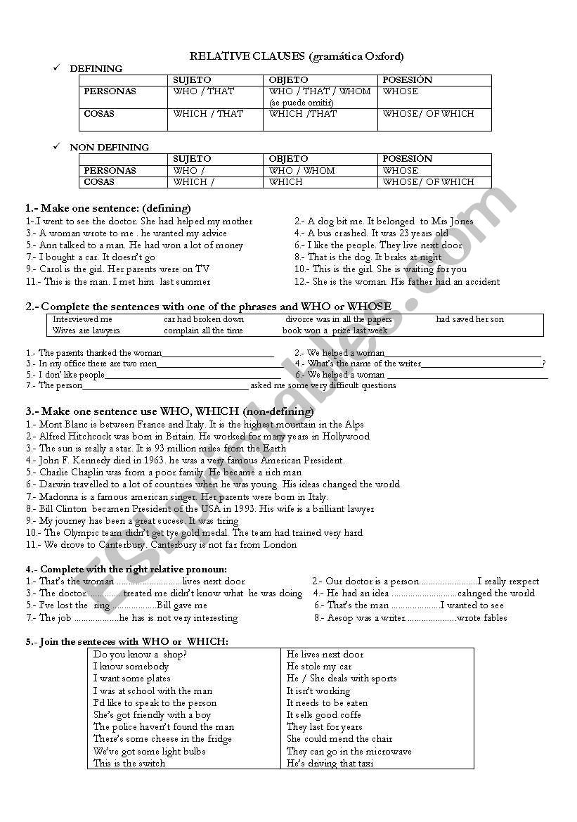 relative pronouns worksheet