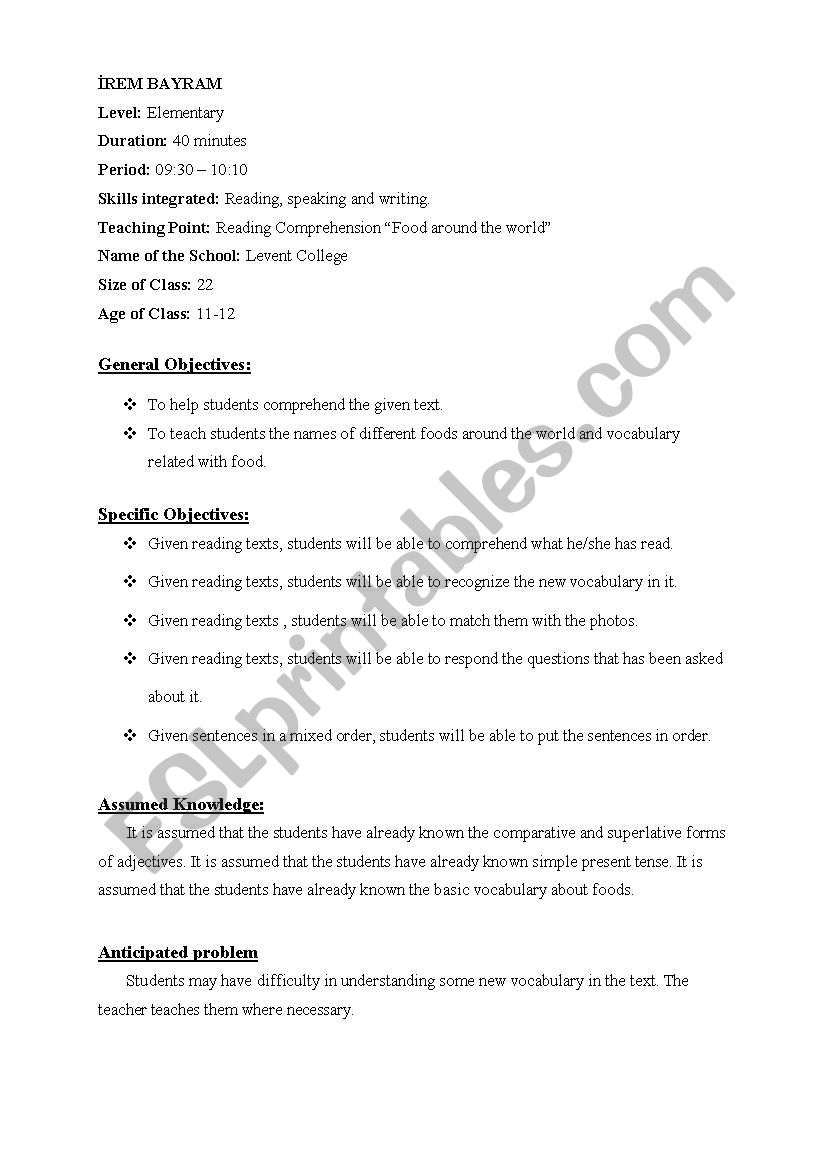 sample lesson plan worksheet