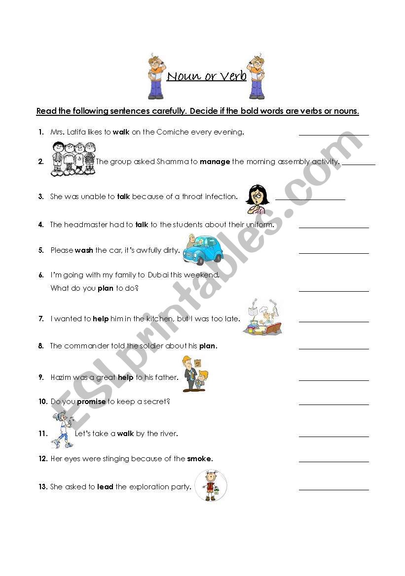 Noun or Verb worksheet