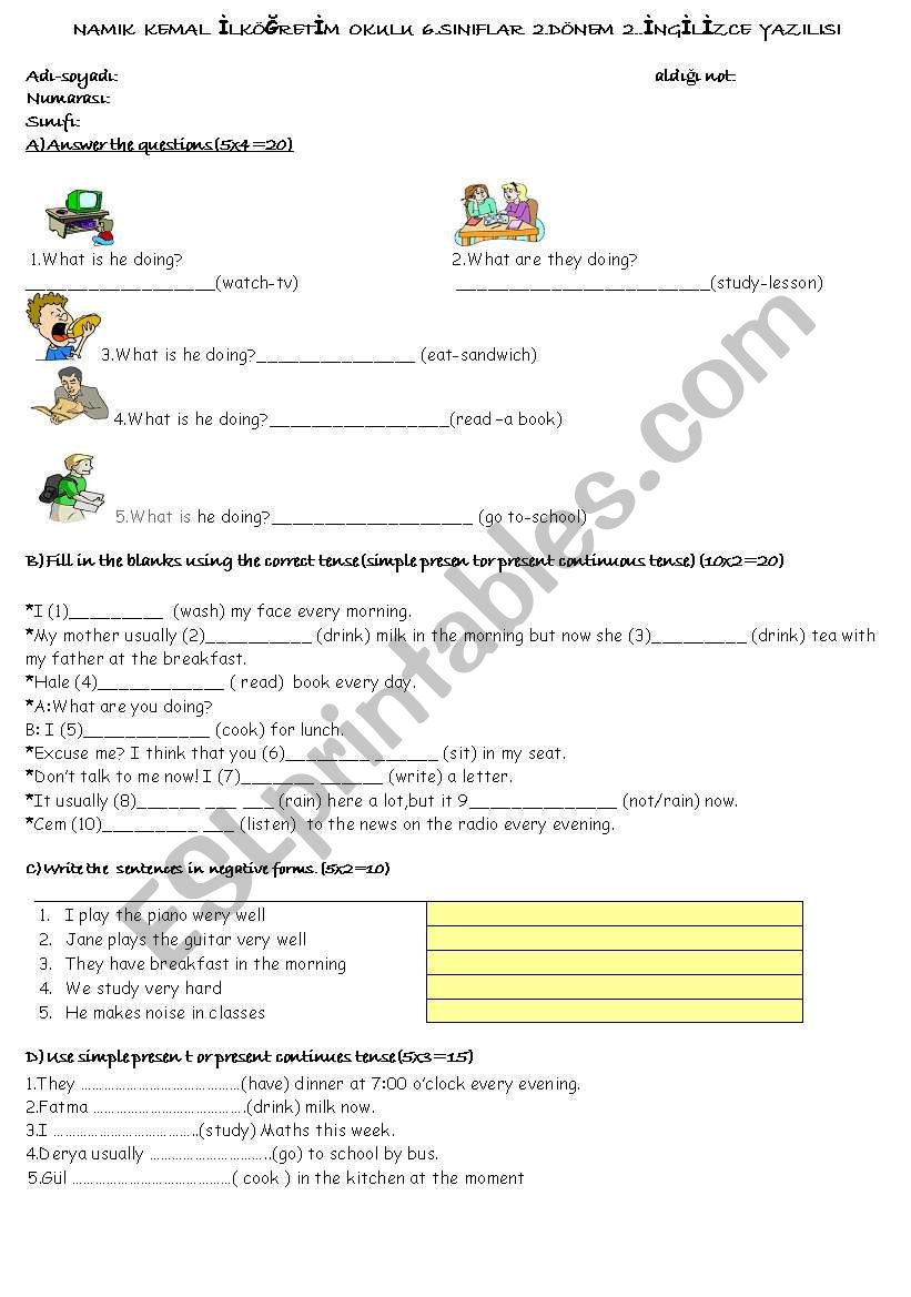 quiz for elemantary worksheet