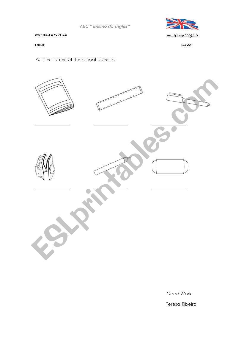 Classroom objects worksheet