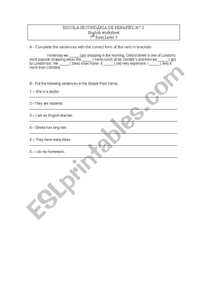 Past Simple worksheet