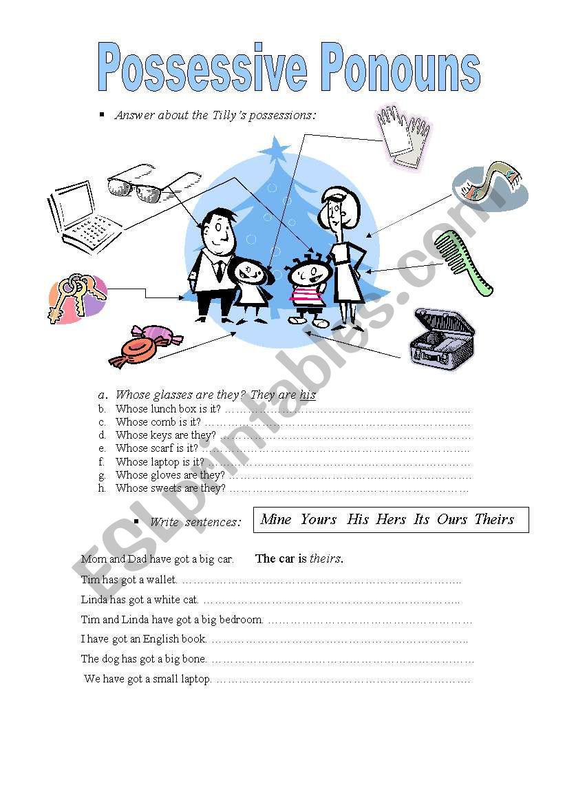 possessive pronouns worksheet