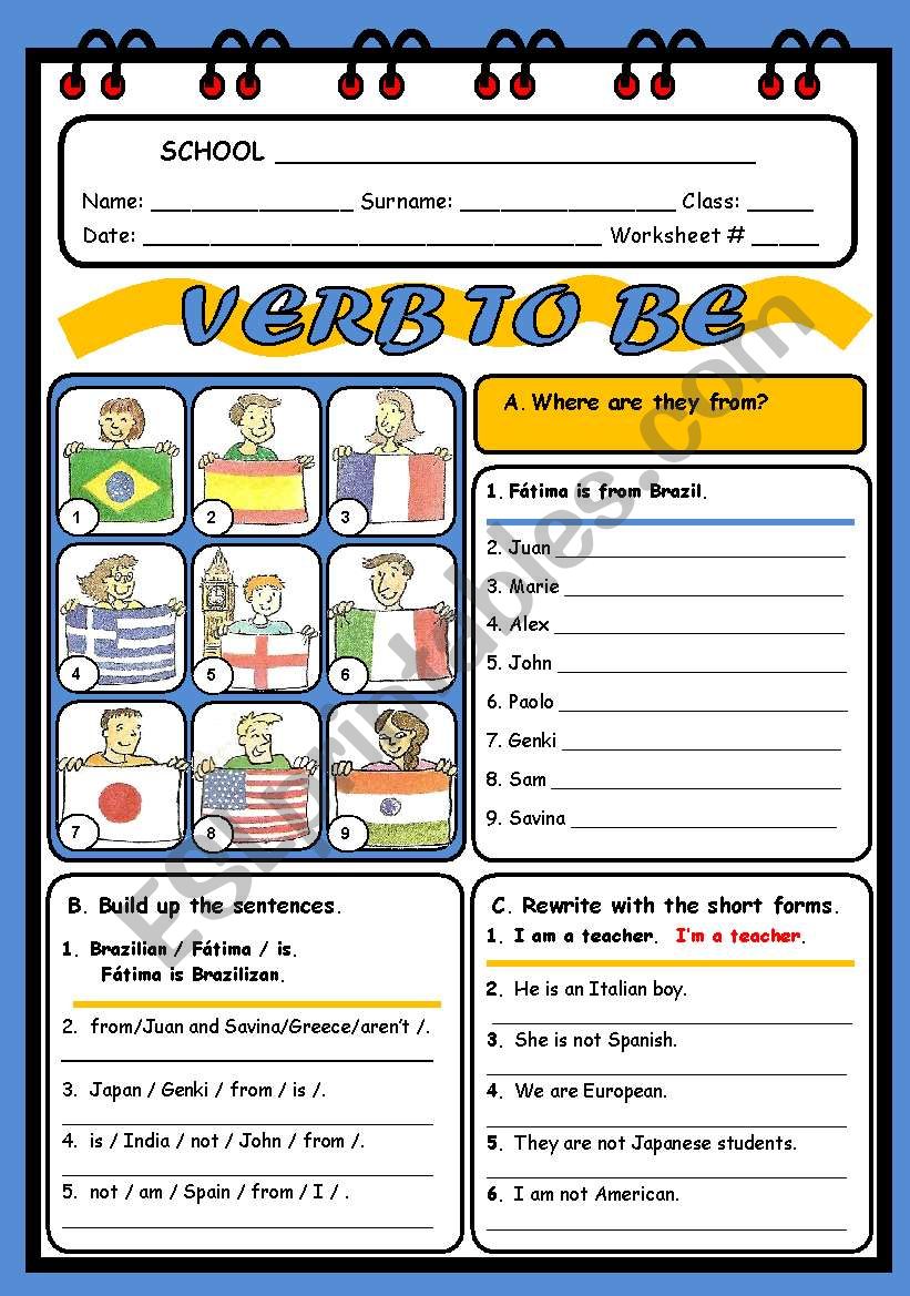 VERB TO BE worksheet