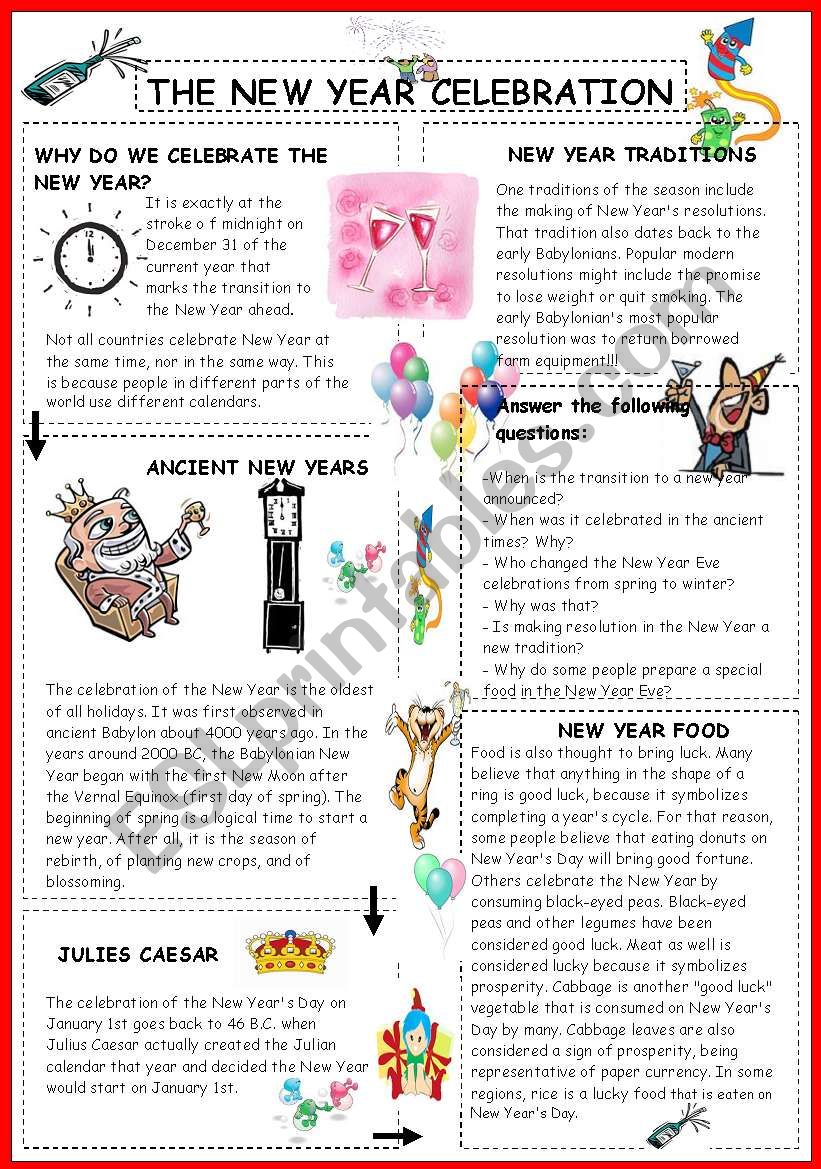 The new year celebration worksheet