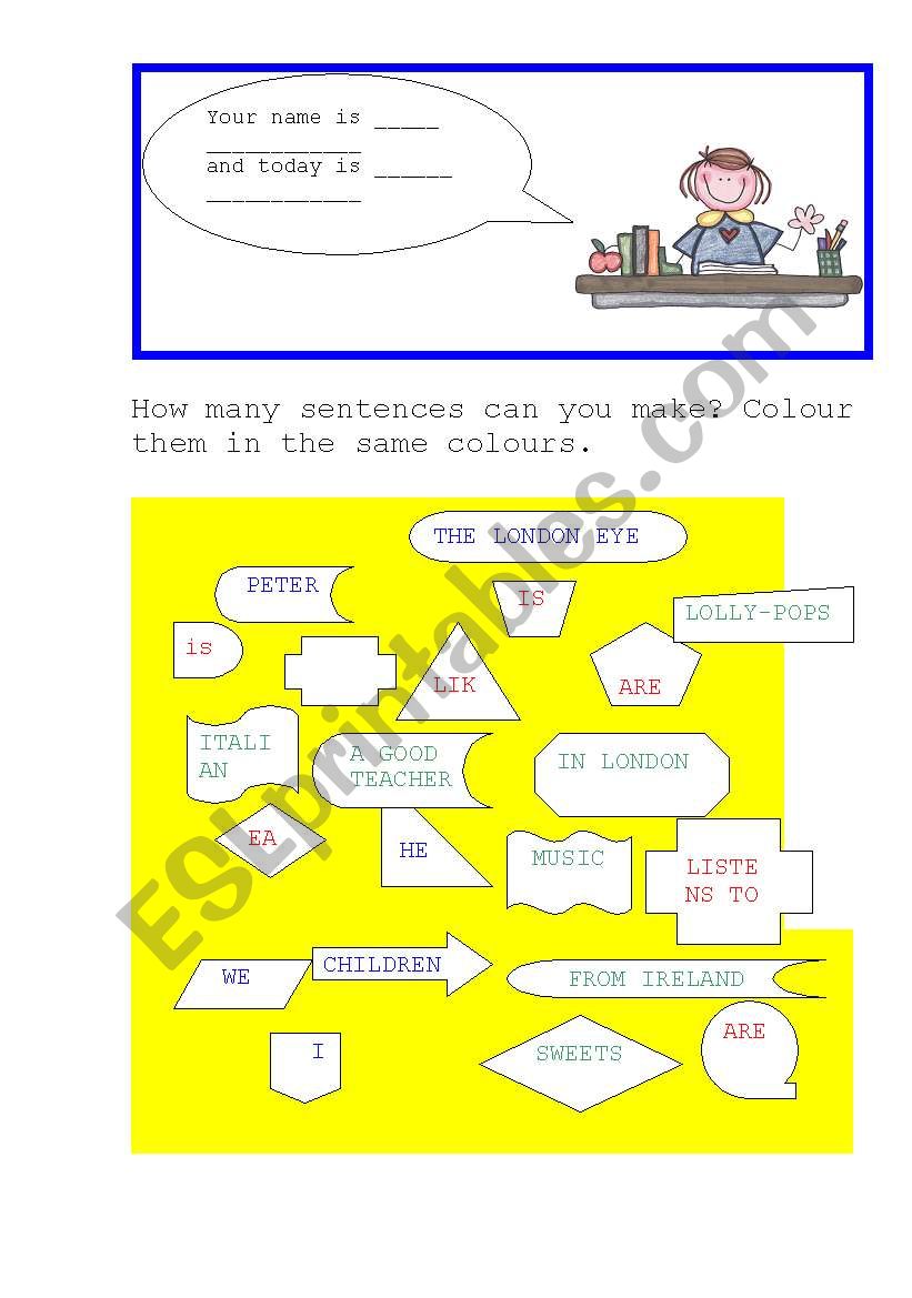 English Worksheets Sentence Formation