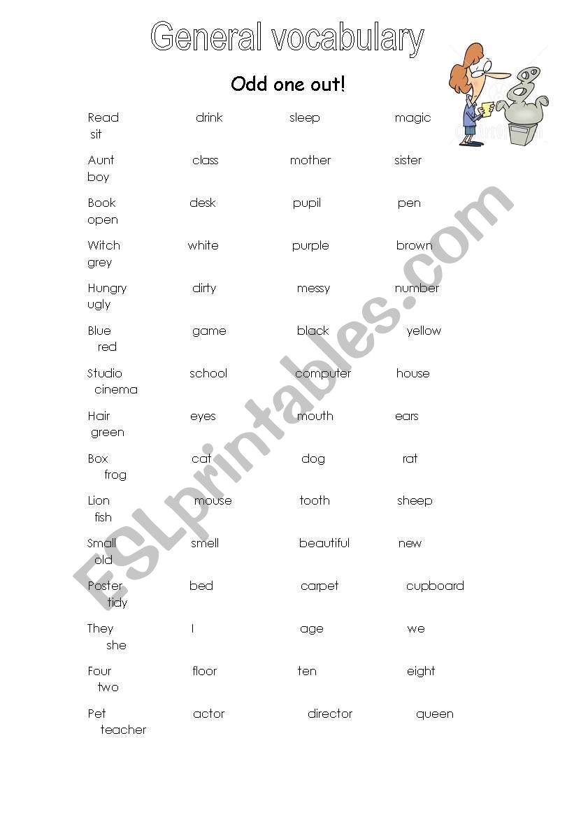 odd one out worksheet