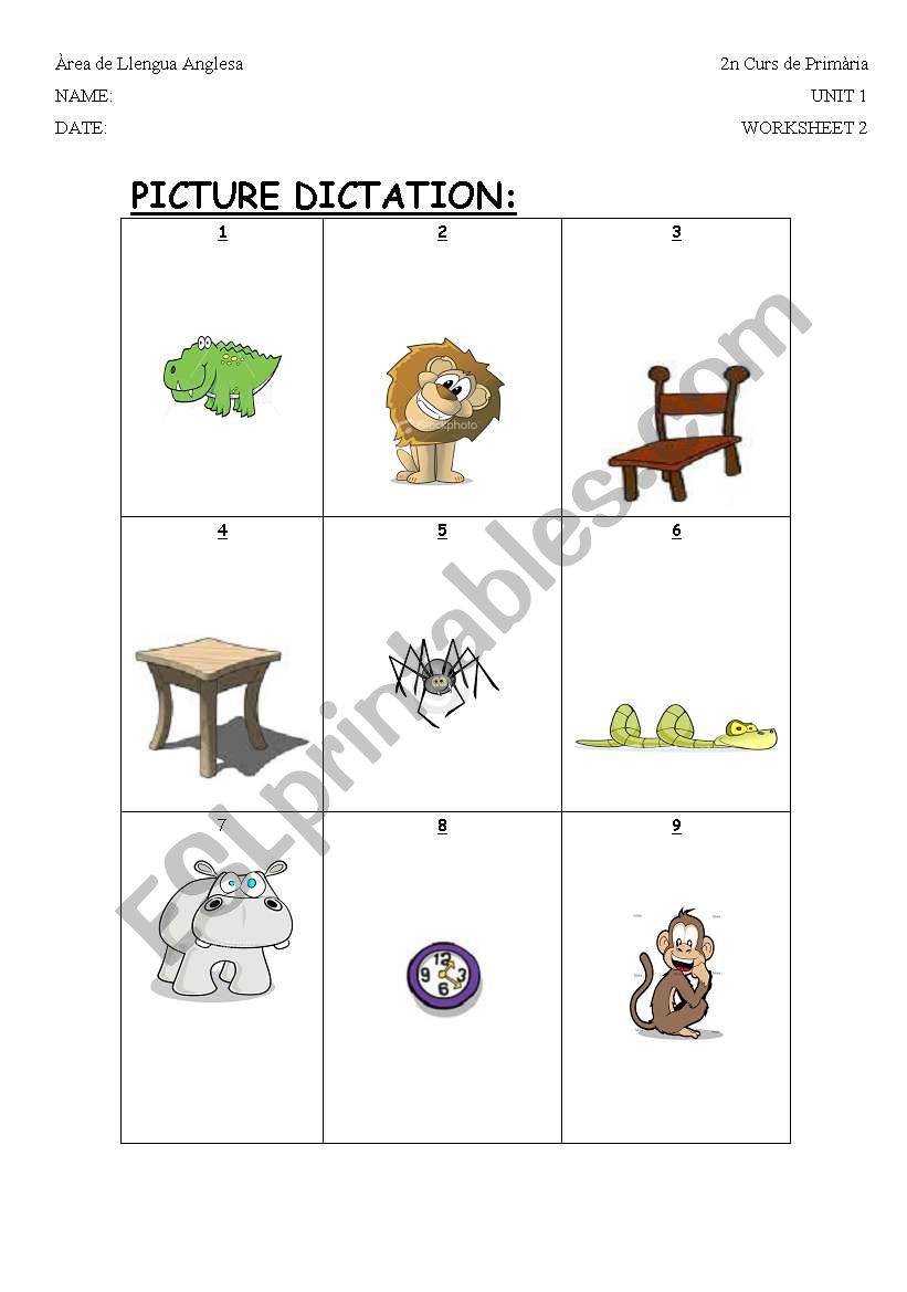 picture dicatation worksheet