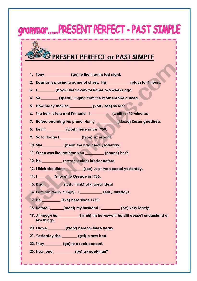 PRESENT PERFECT - PAST SIMPLE worksheet