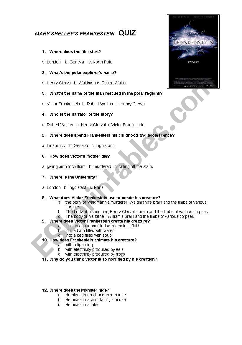 Worksheet on the movie of 