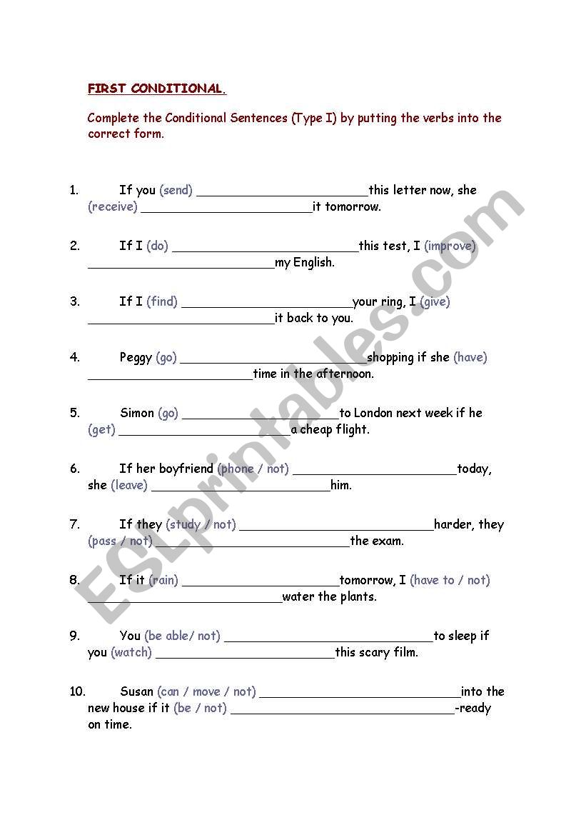 First Conditional worksheet