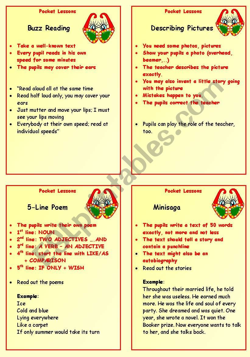 Pocket Lessons worksheet