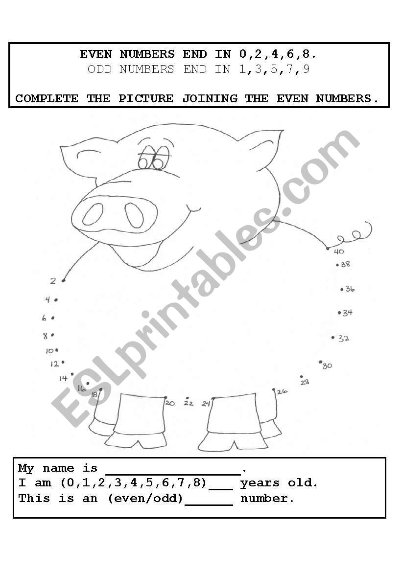 connecting even numbers  worksheet