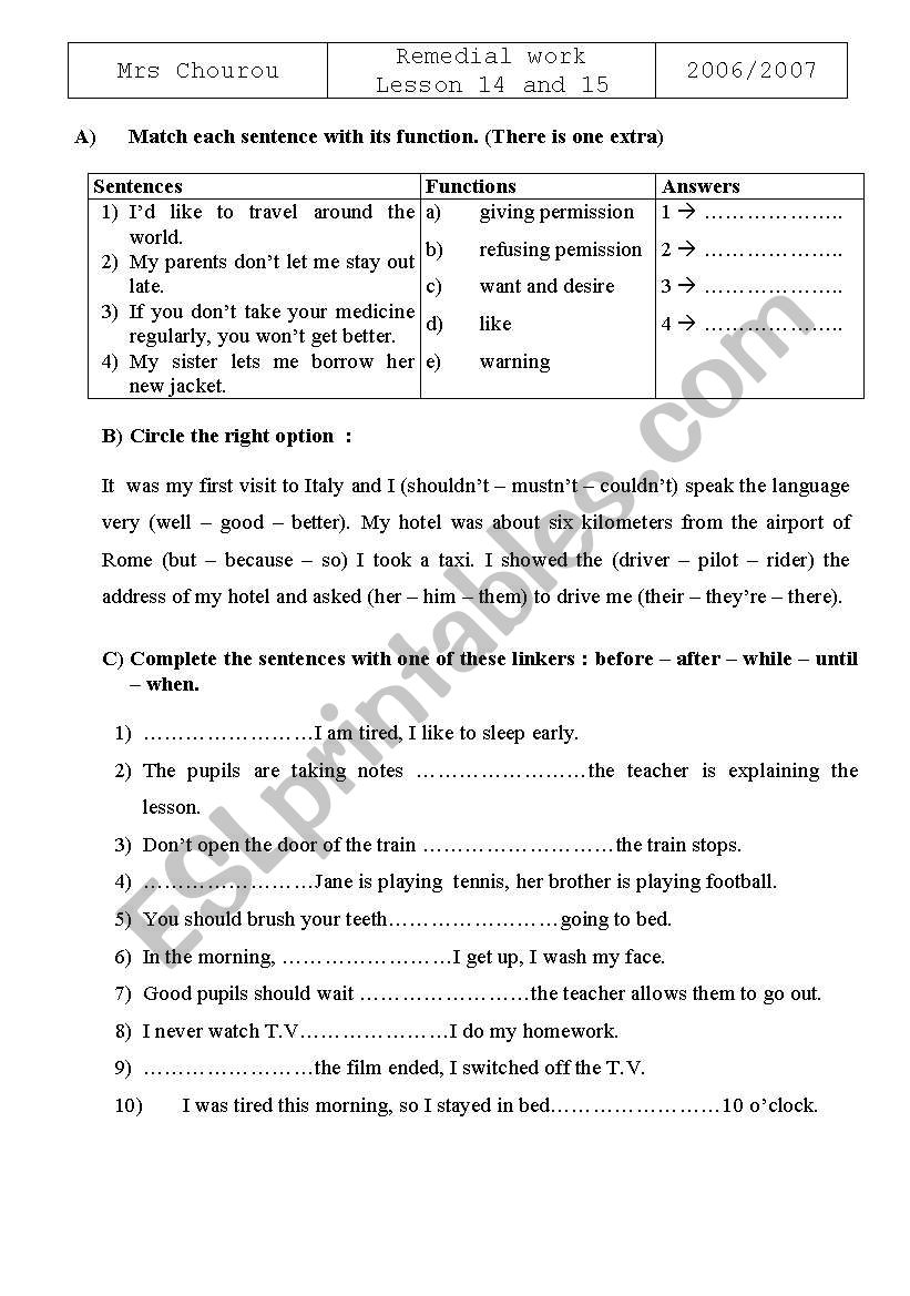 tasks  worksheet