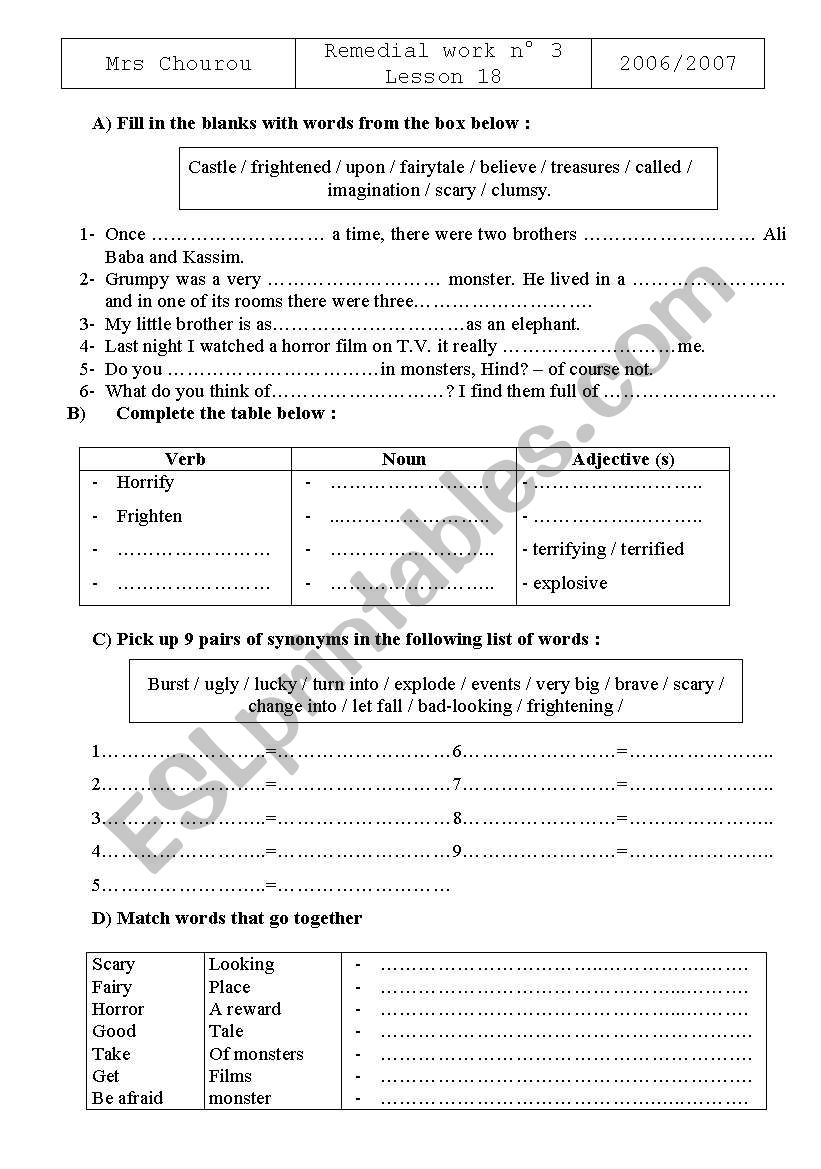 tasks  worksheet