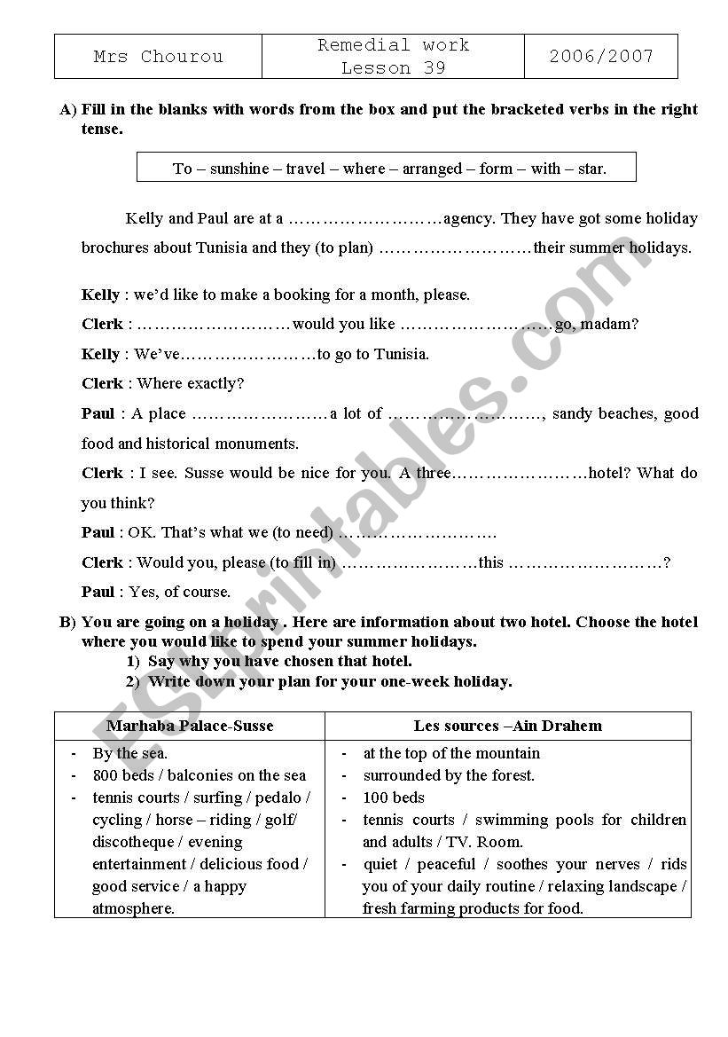 tasks  worksheet