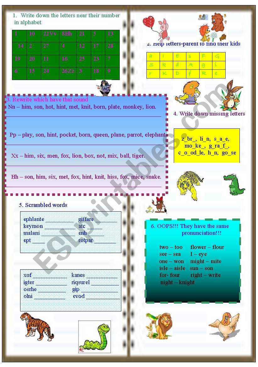 Writing activity. Animals worksheet