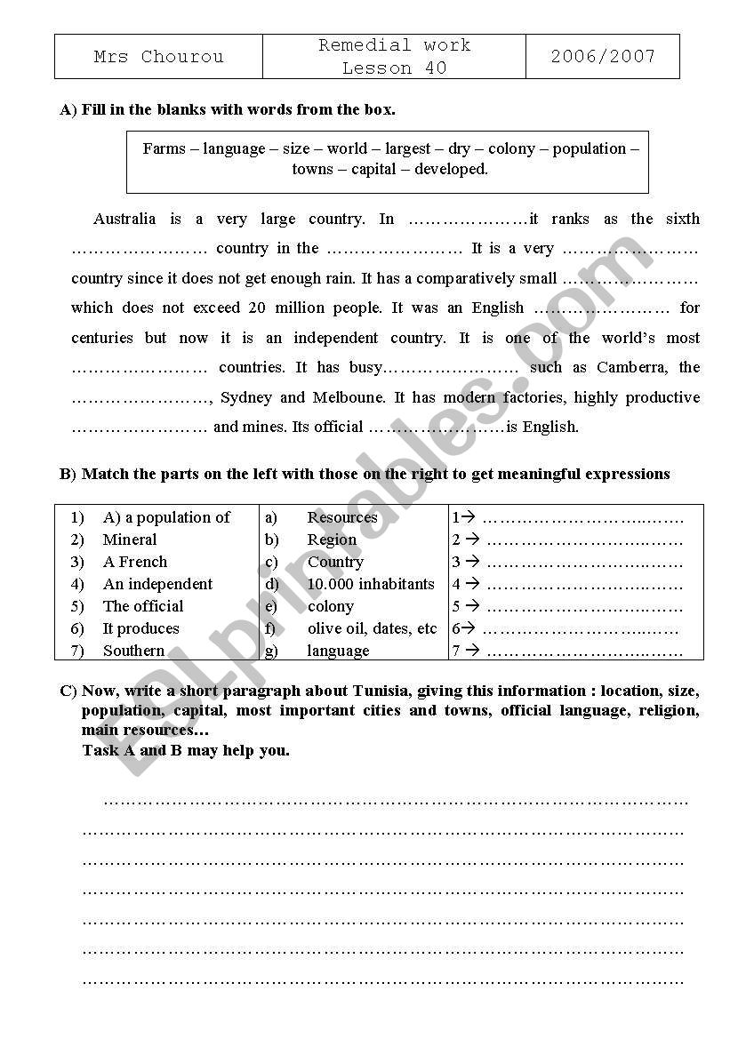 tasks  worksheet