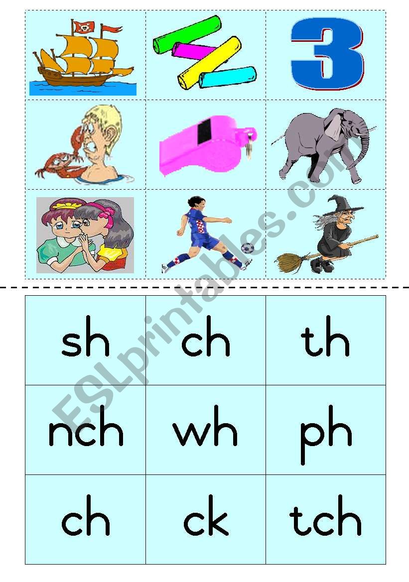 Consonant diagraphs Game 1 worksheet
