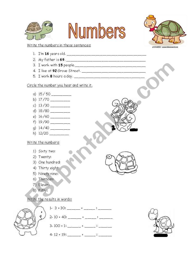 Numbers worksheet