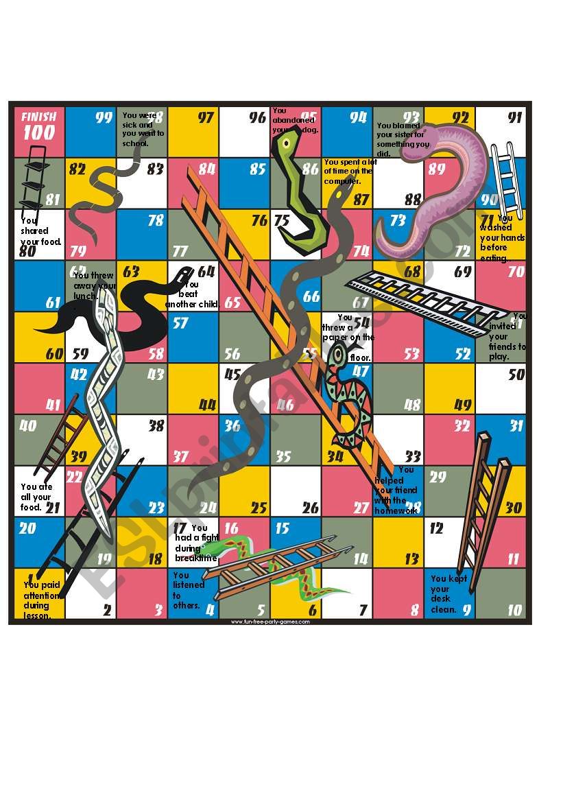 Rights and responsibilities snakes and ladders