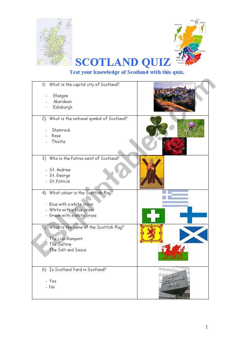 Scotland quiz worksheet