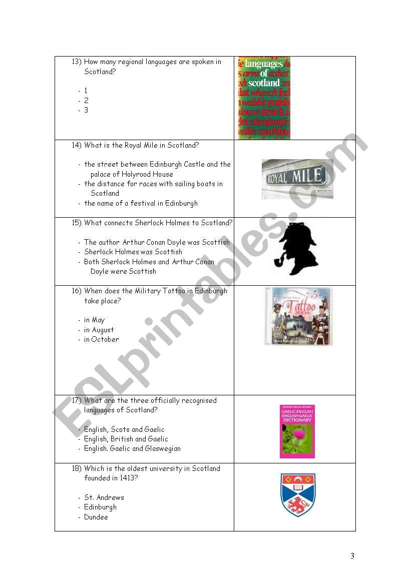 Scotland quiz 3 worksheet