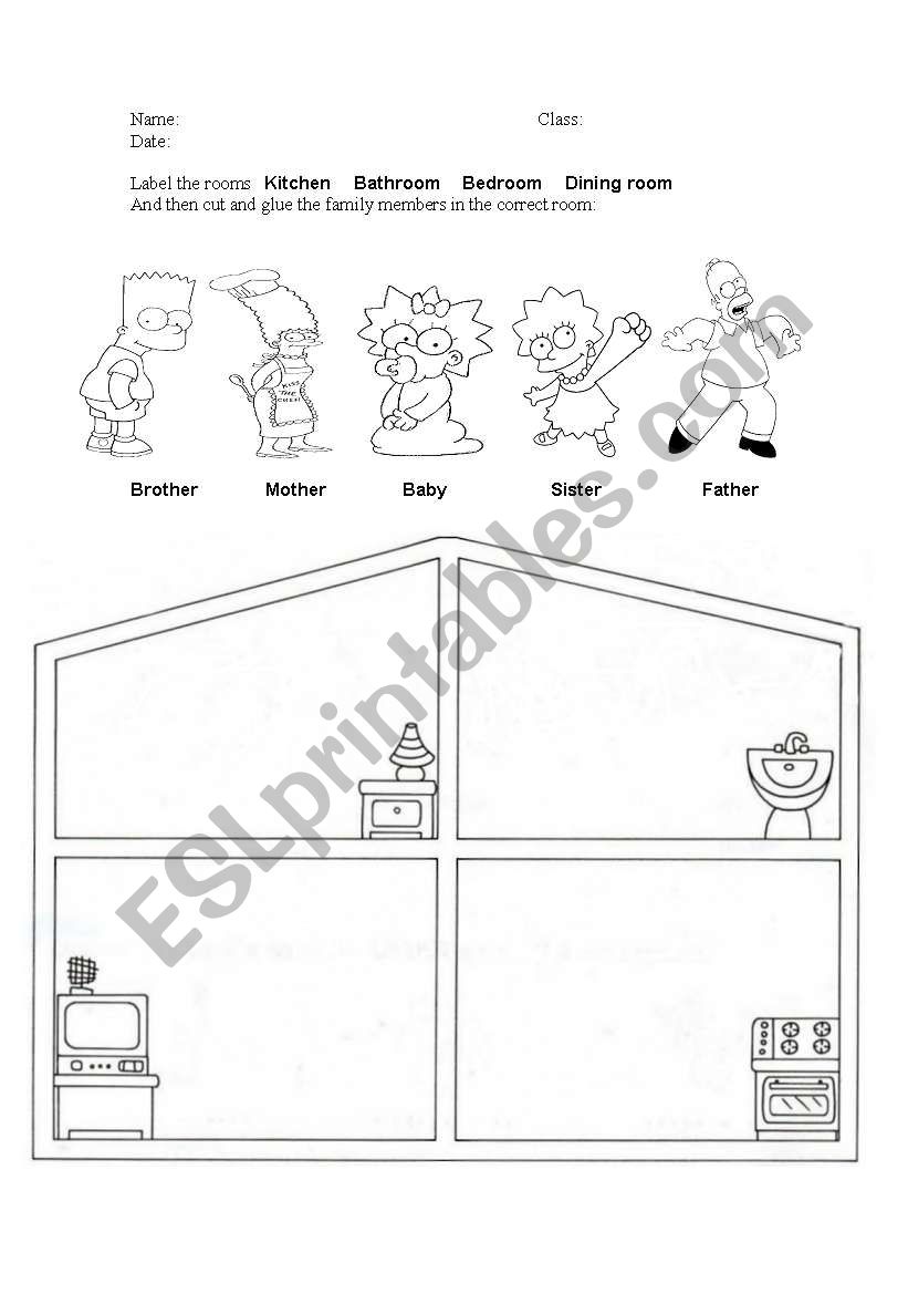 family and rooms worksheet