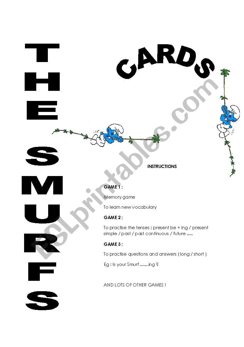 SMURFS CARDS worksheet