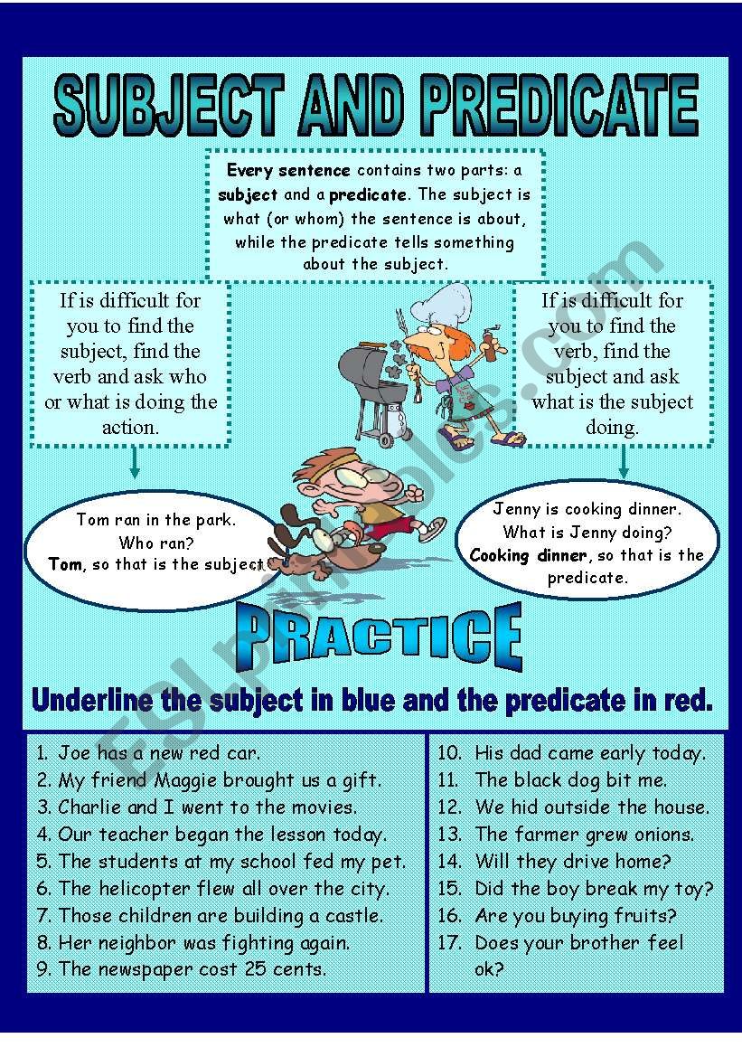 SUBJECT AND PREDICATE with irregular verbs