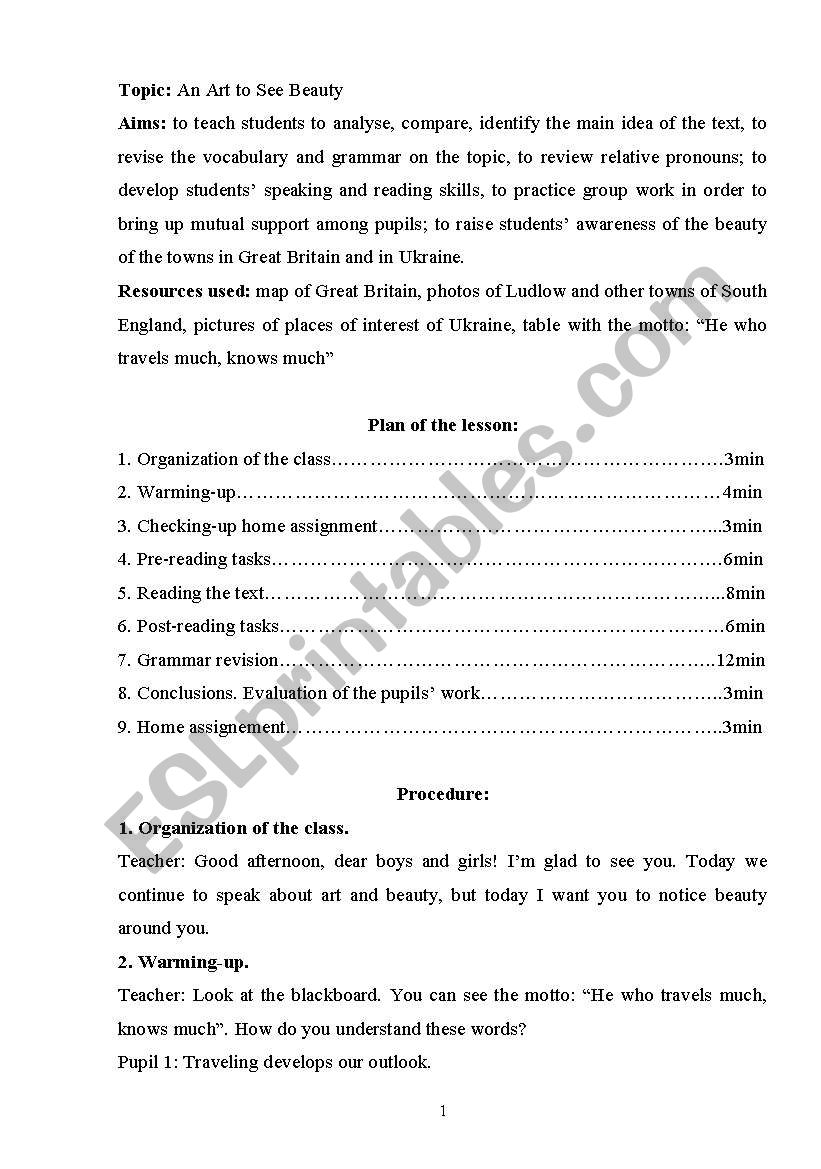 picturesque cities worksheet