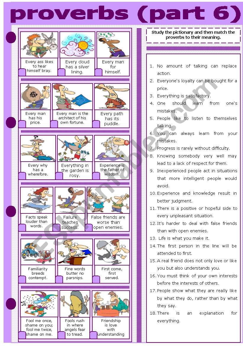 PROVERBS - PART 6 worksheet