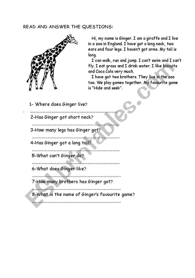 a reading text worksheet