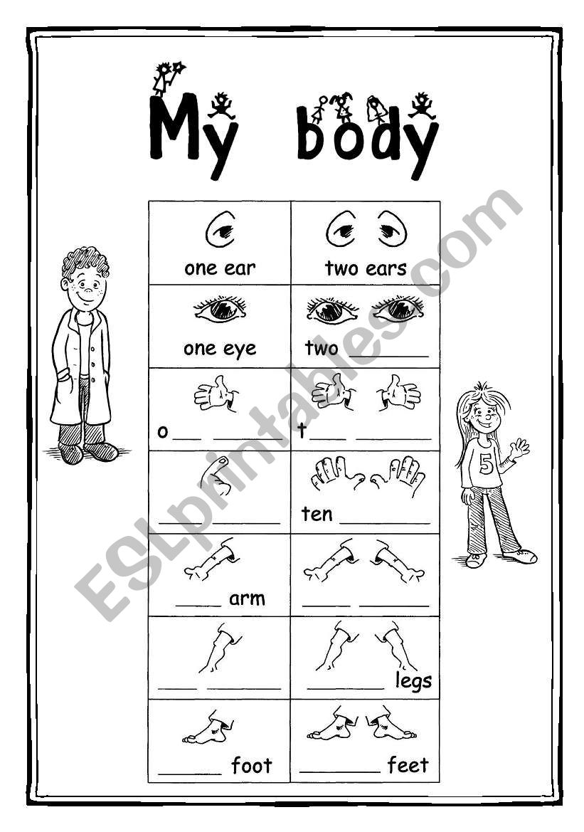 My body 1 worksheet