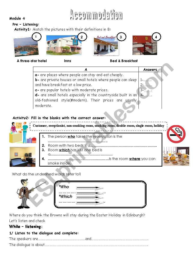 accommodation worksheet