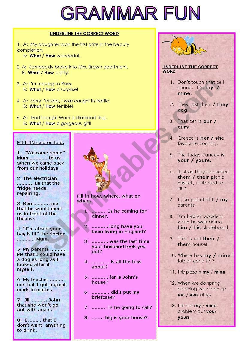 GRAMMAR worksheet