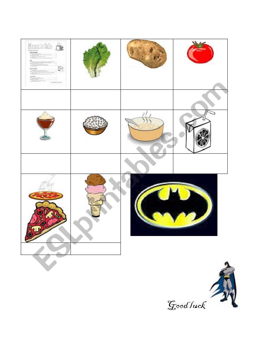 food/ spelling worksheet