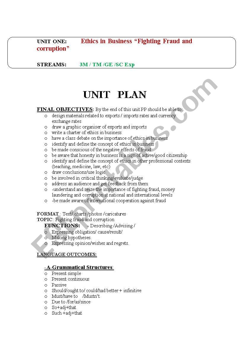 Fighting Fraud and Corruption worksheet