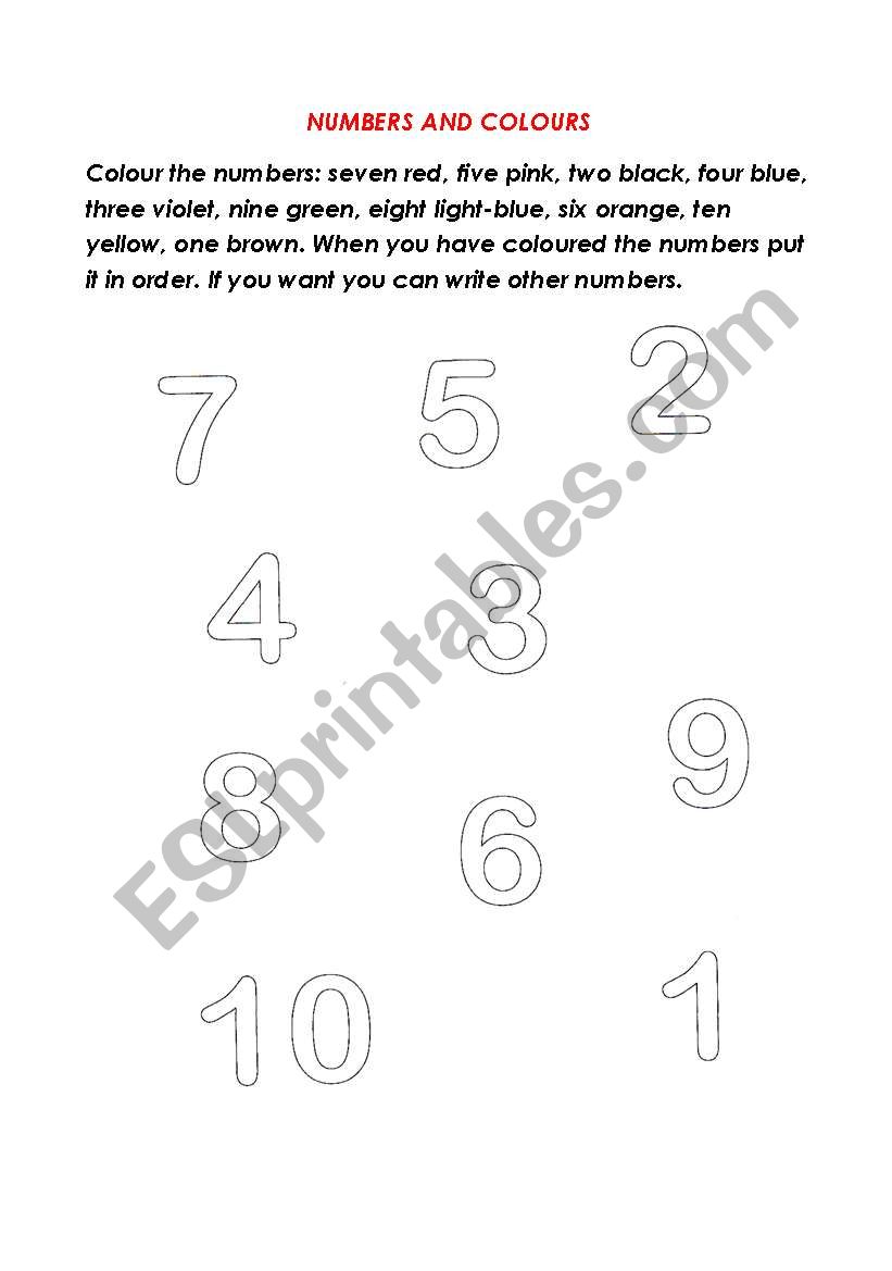 The numbers worksheet