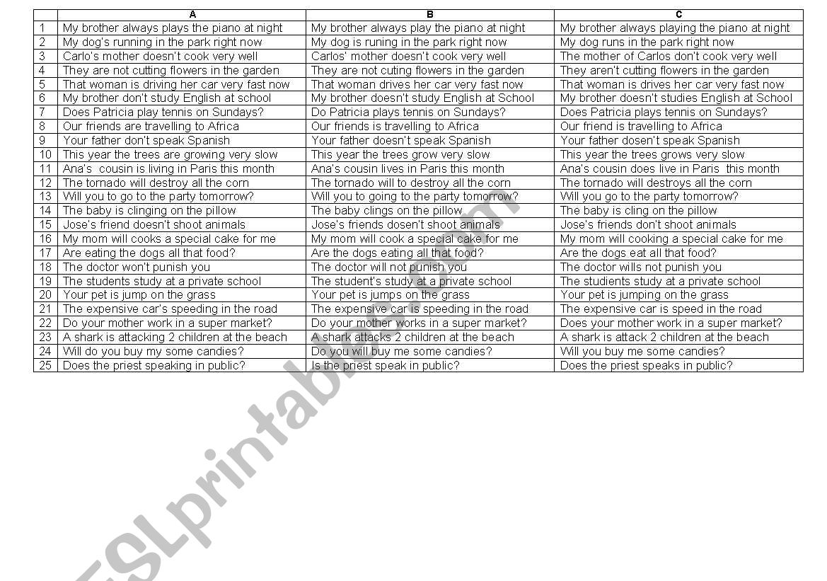 choose a b c worksheet