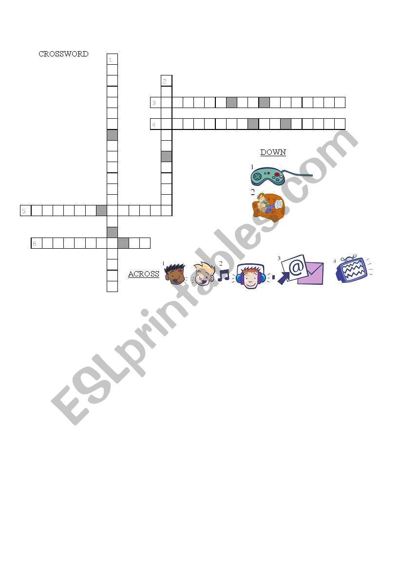 Hobbies crossword worksheet