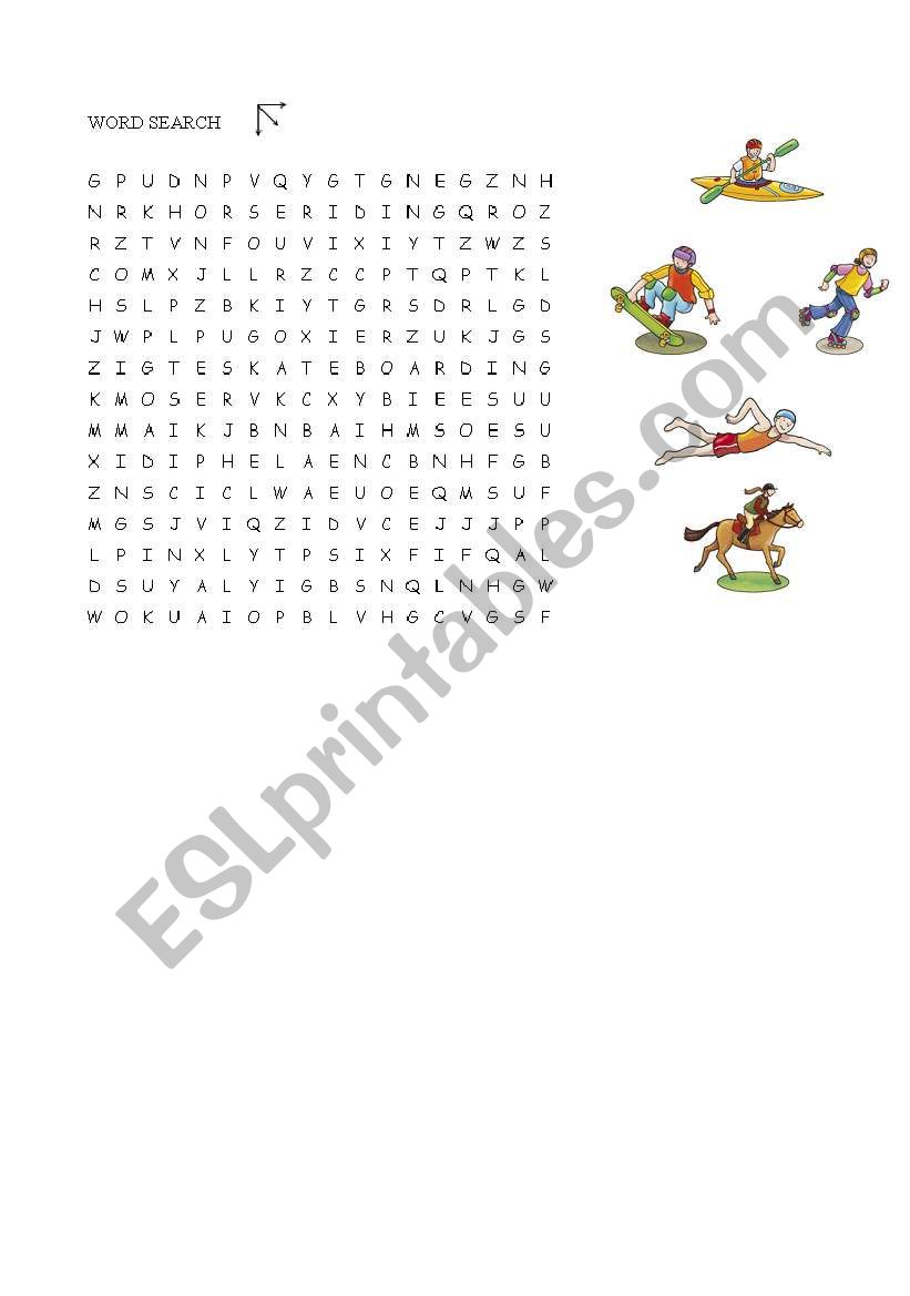 sports word search worksheet