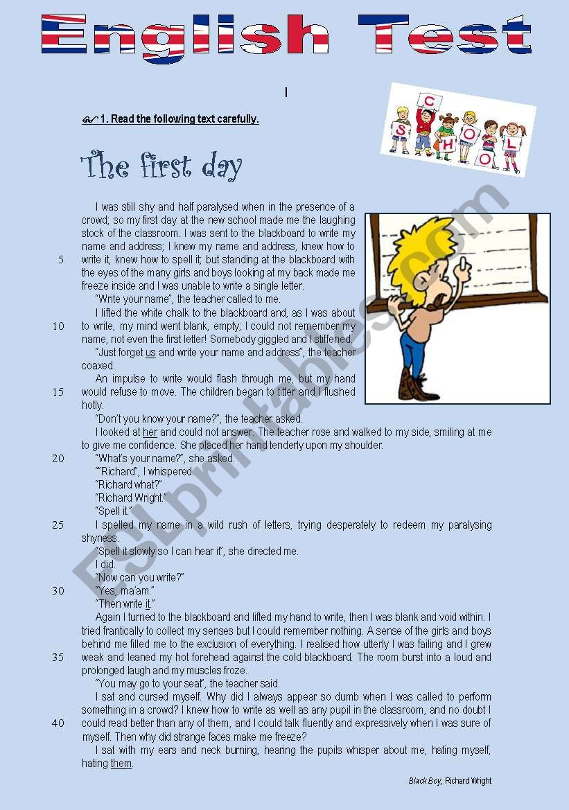 Test - The first day (at school)