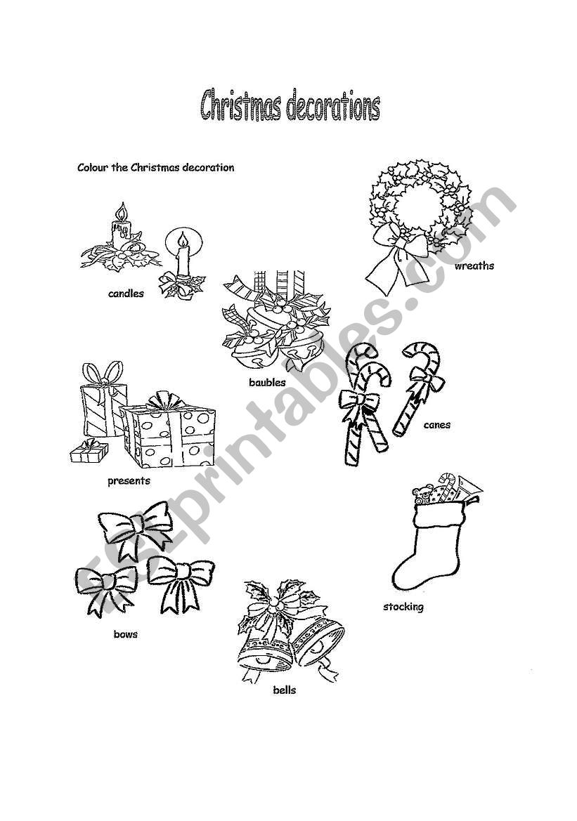 xmas decorations worksheet