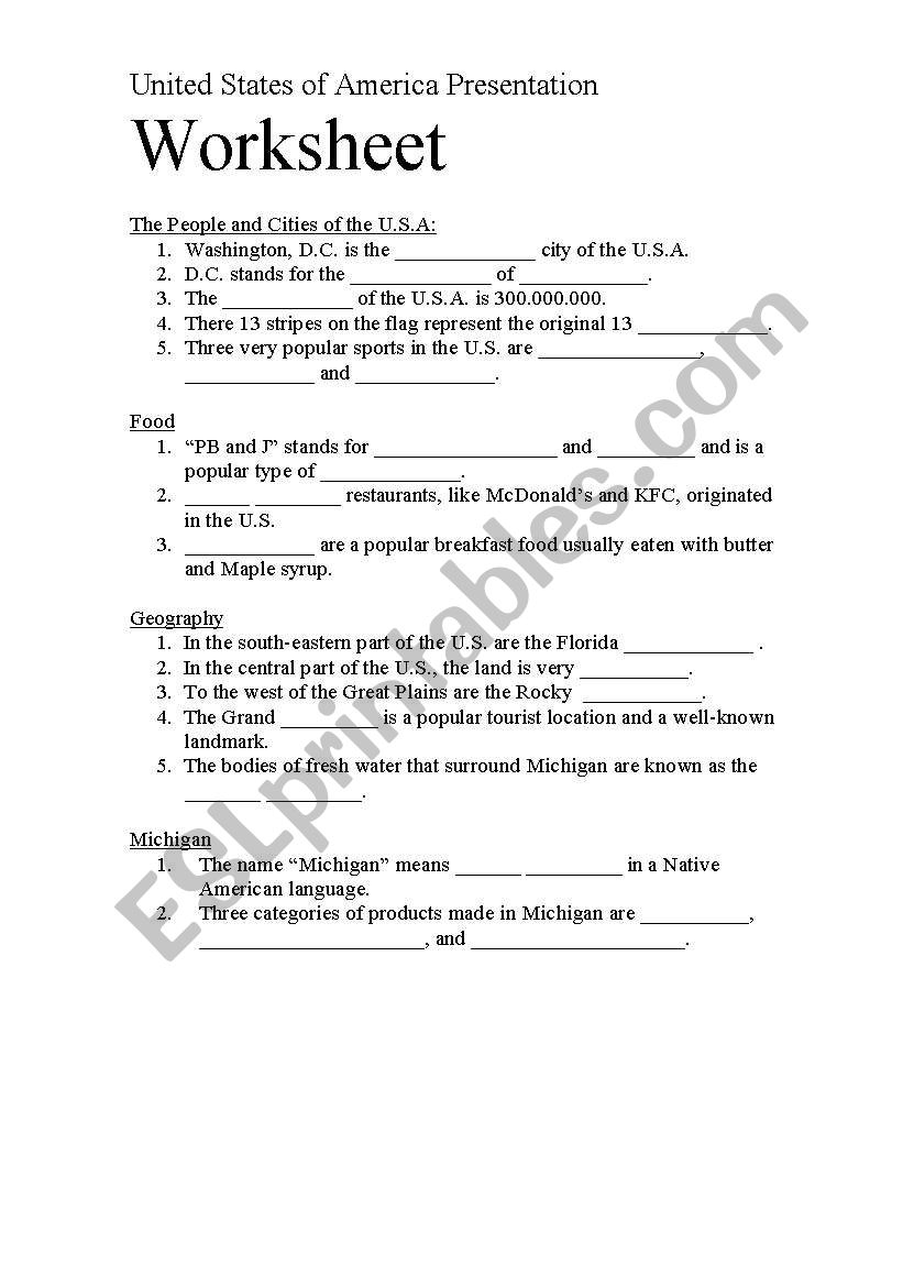 usa worksheet worksheet