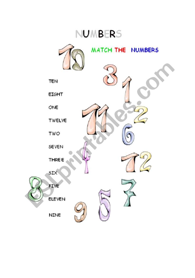 Numbers 1 - 12 worksheet