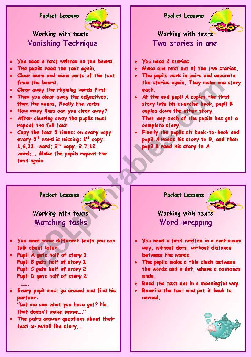 Pocket Lessons worksheet